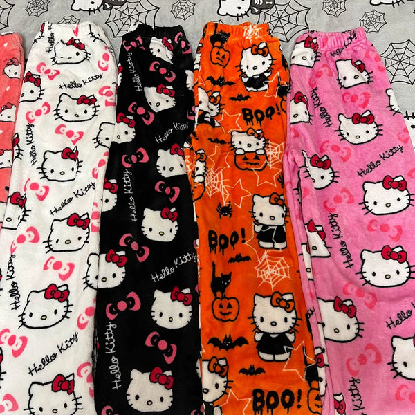 Sanrio Hello Kitty Pajamas Pants Happy Halloween Flannel Women